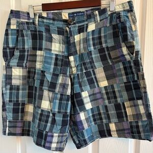 Casual Plaid Cargo Shorts for Men - Blue and Black